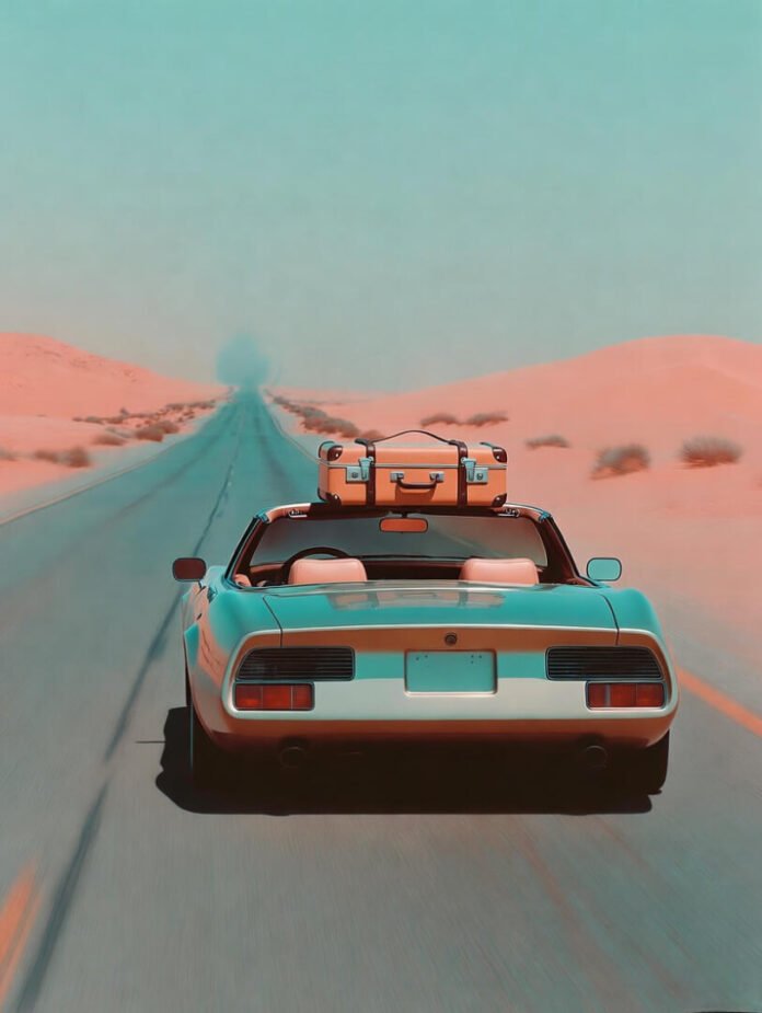 cruising effortlessly on a coastal highway at golden hour